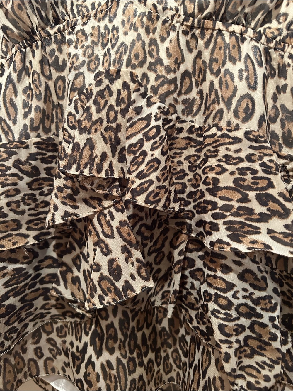 Ark & Co Leopard Print Ruffle Halter Tank - Tan Black - Picture 3 of 6